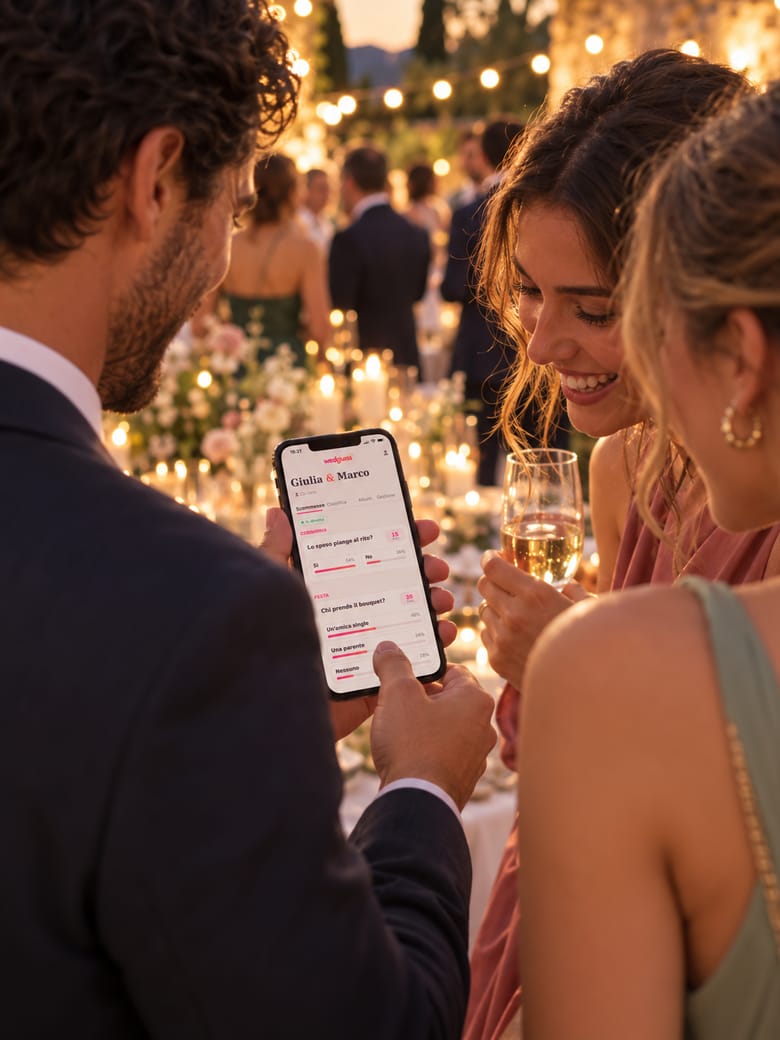 Coppia di invitati che pronostica con WedGuess
